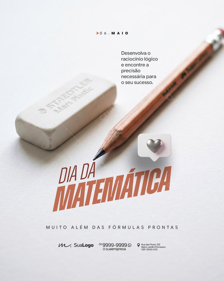 Post Instagram Dia da Matemática Educação PSD Editável