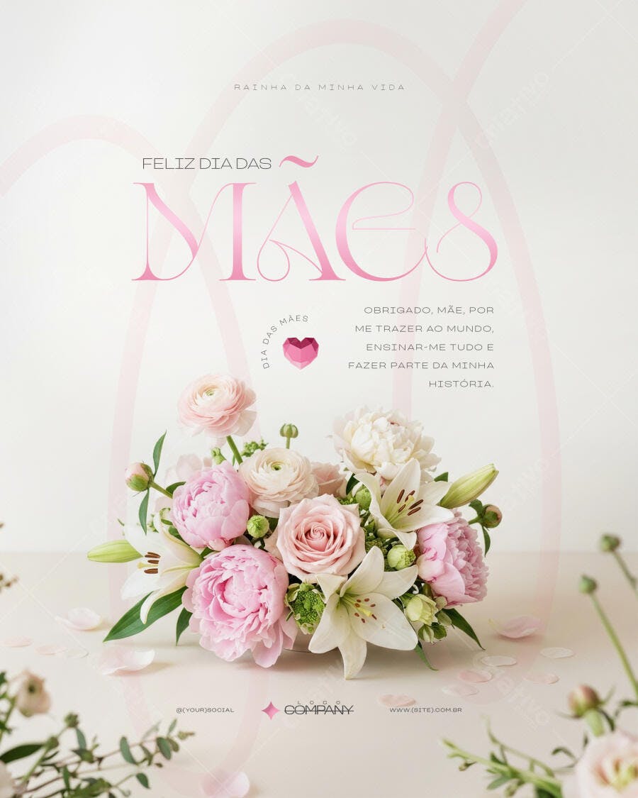 Post Instagram Dia das Mães Floricultura PSD Editável