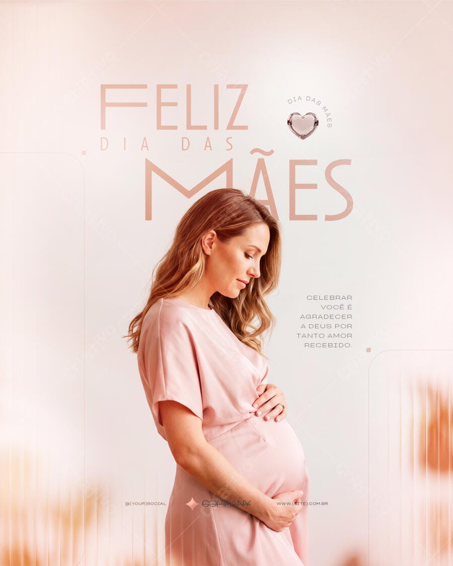 Post Instagram Dia das Mães Gestante PSD Editável