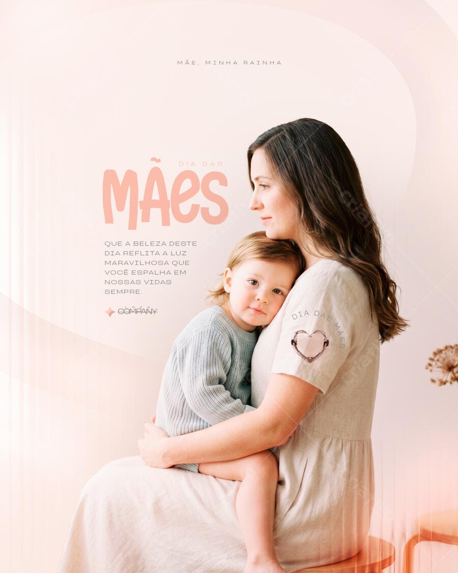Post Instagram Dia das Mães Minimalista PSD Editável