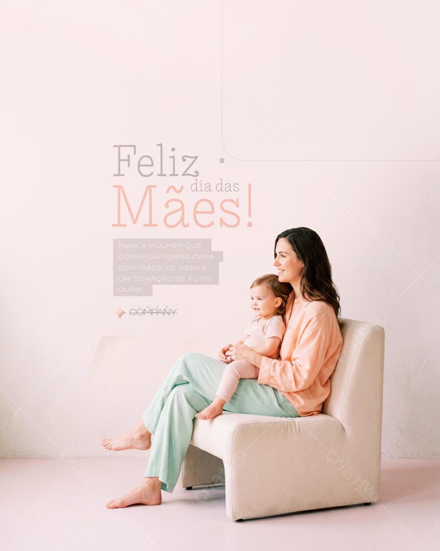 Post Instagram Dia das Mães Minimalista PSD Editável