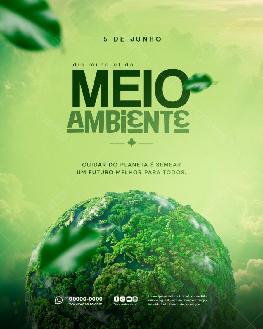 Post Instagram Dia Mundial do Meio Ambiente 5 de Junho PSD Editável
