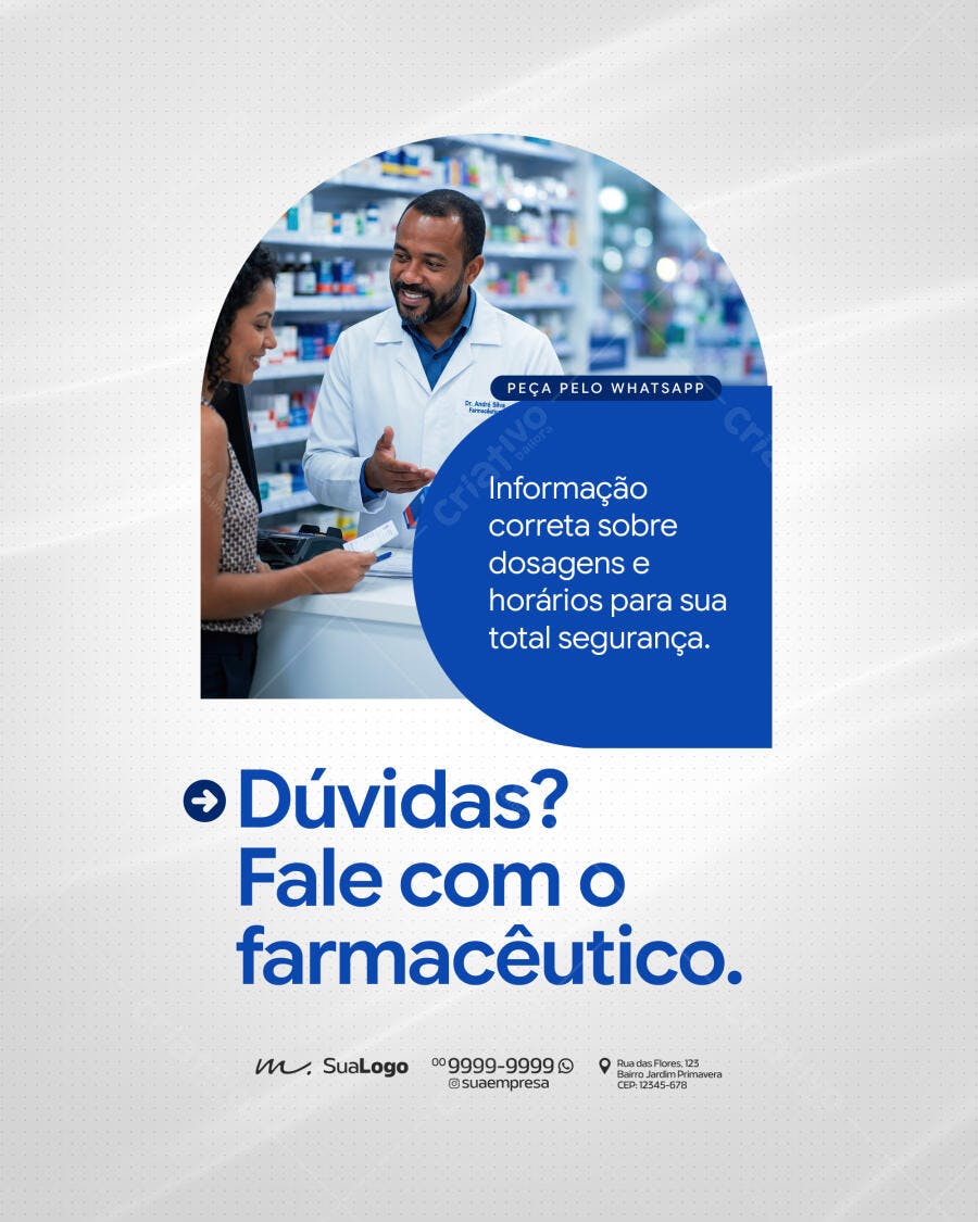 Post Instagram Farmácia Atendimento Farmacêutico PSD Editável
