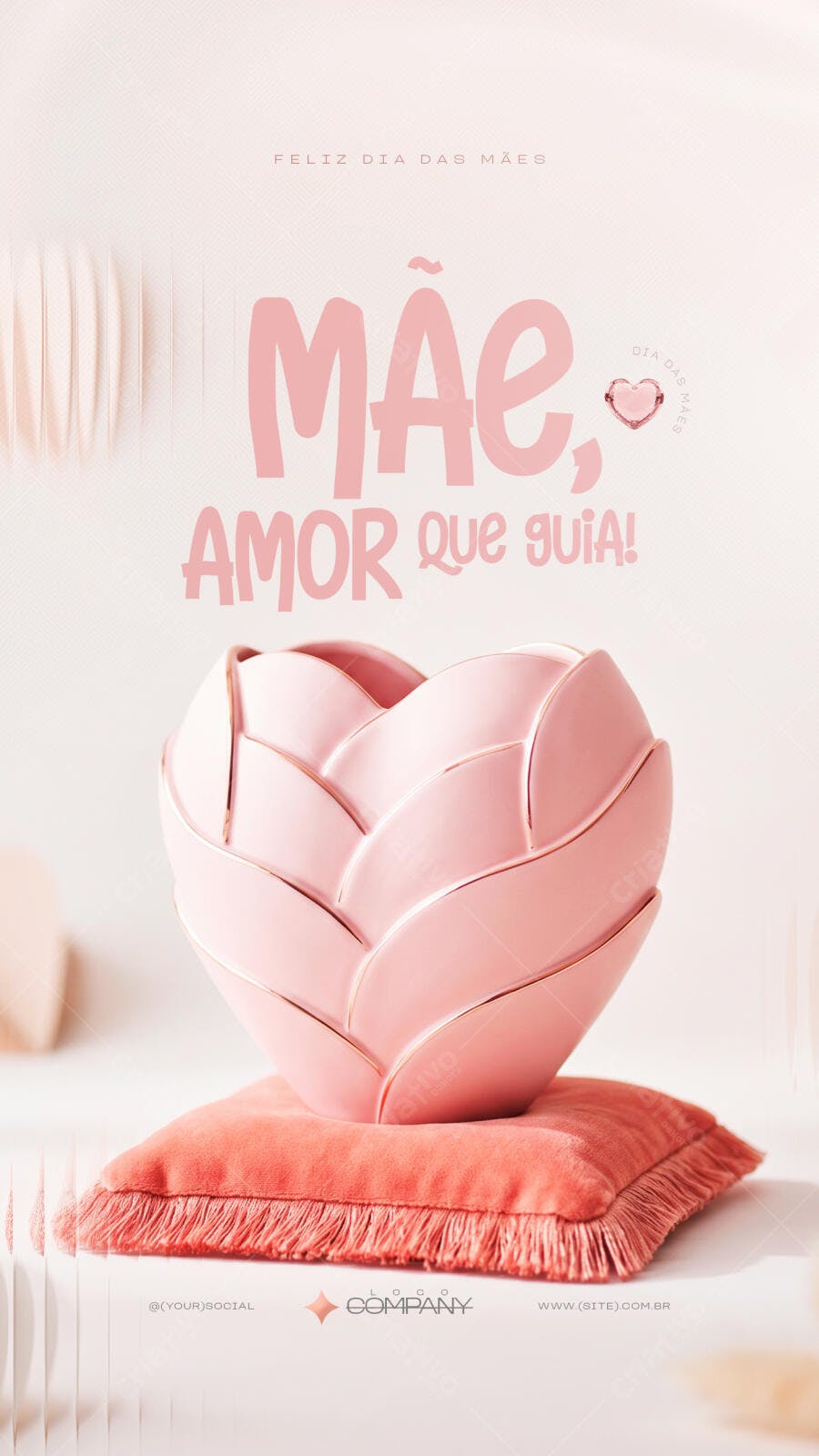 Story Dia das Mães Coração Rosa PSD Editável