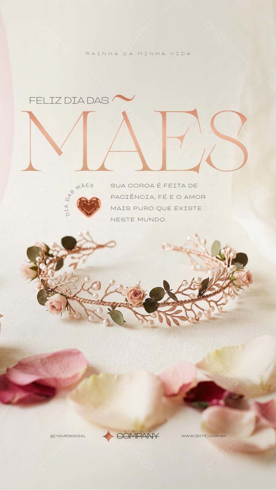 Story Dia das Mães Coroa Rosas Delicado PSD Editável