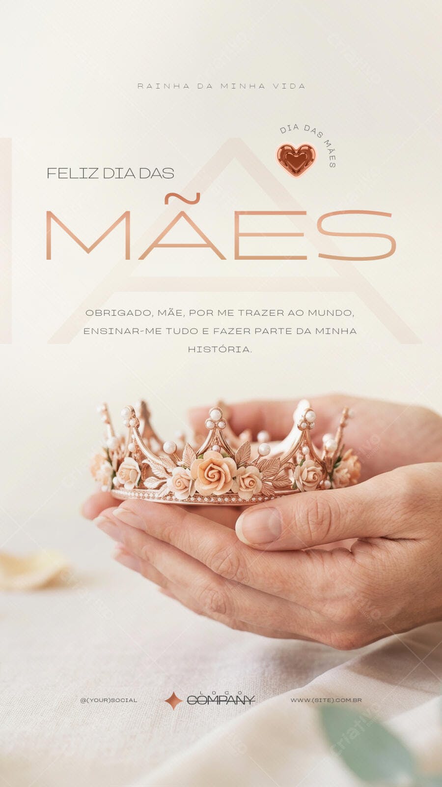 Story Dia das Mães Coroa Rosé Gold PSD Editável