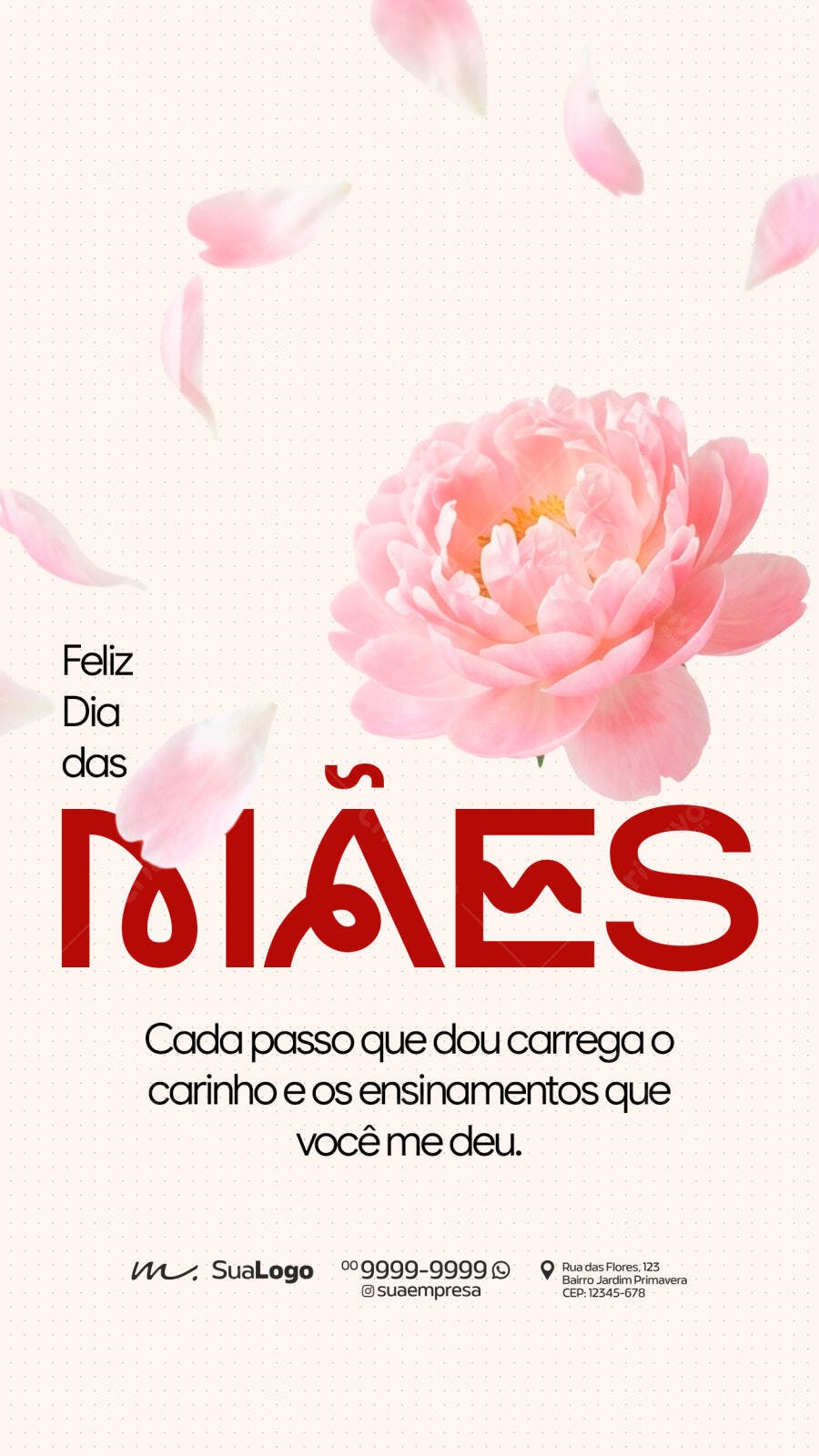Story Dia das Mães Flor Pêssego PSD Editável