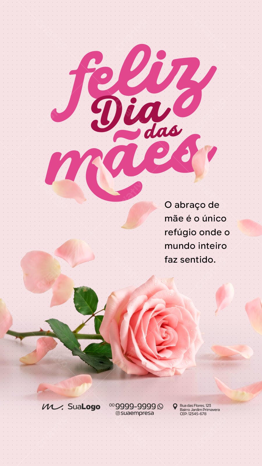 Story Dia das Mães Rosas Delicadas PSD Editável