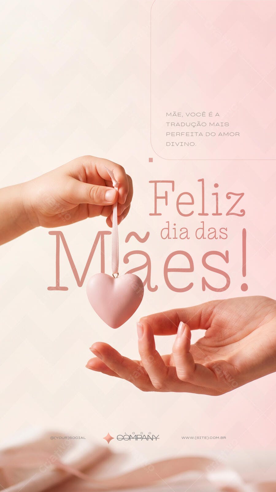 Story Instagram Dia das Mães Coração Rosa PSD Editável