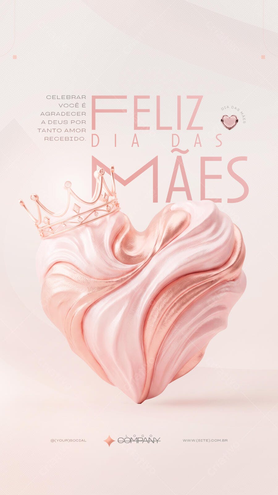 Story Instagram Dia das Mães Coroa Rosa PSD Editável
