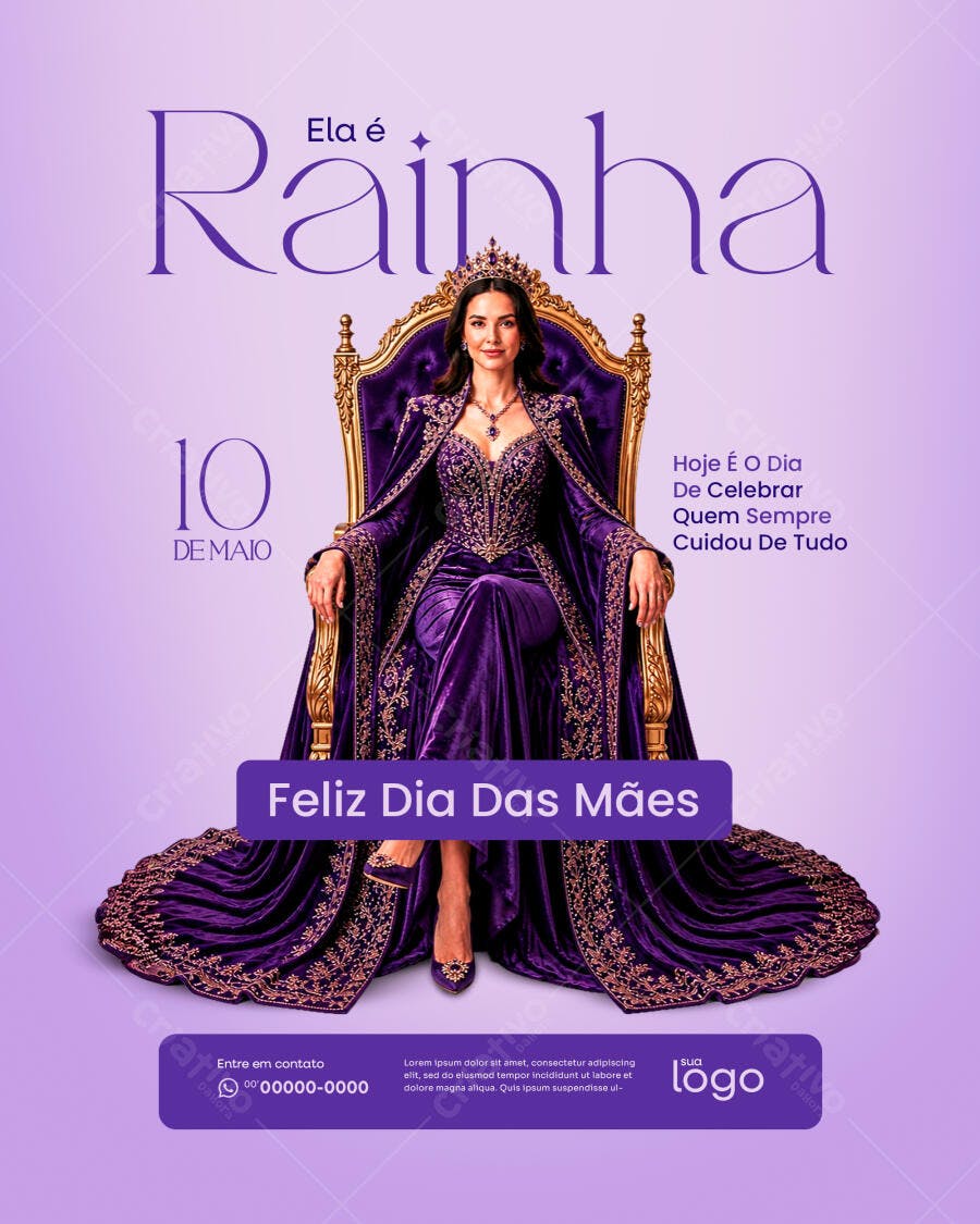 Template Canva Post Instagram Dia das Mães Realeza Roxo Editável