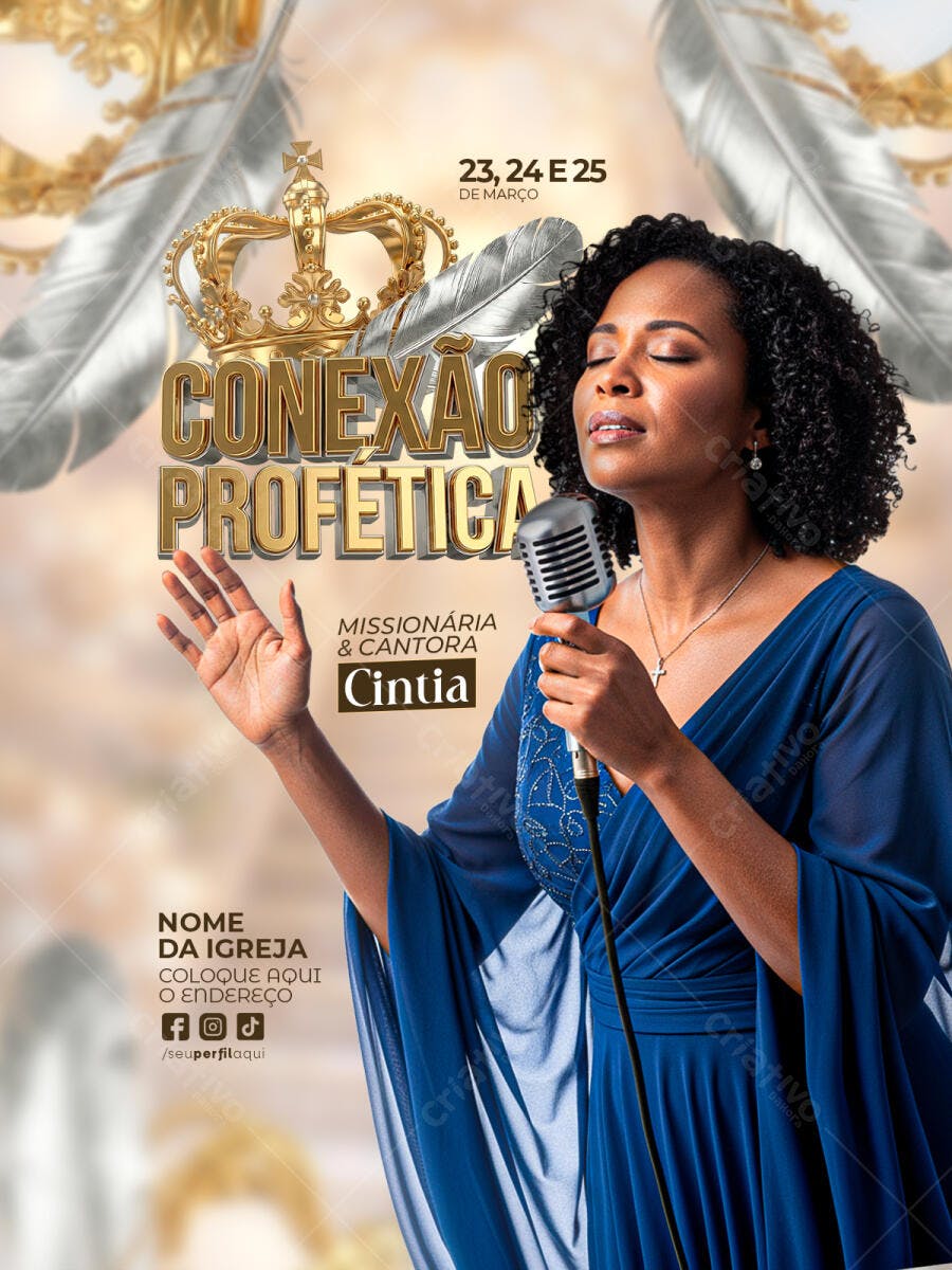 Flyer Conexão Profética Igreja Evento PSD Editável