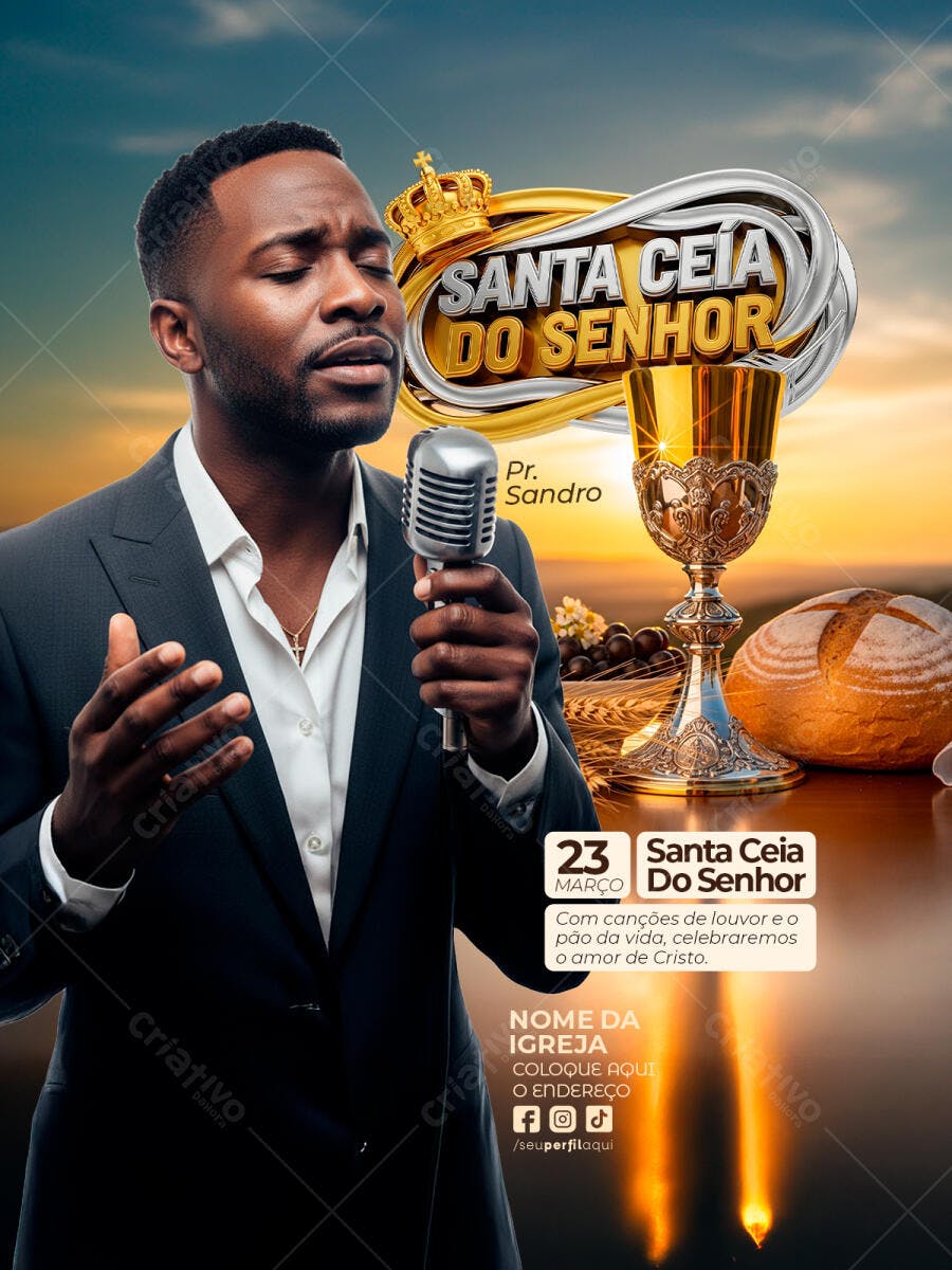 Flyer Santa Ceia do Senhor Igreja PSD Editável