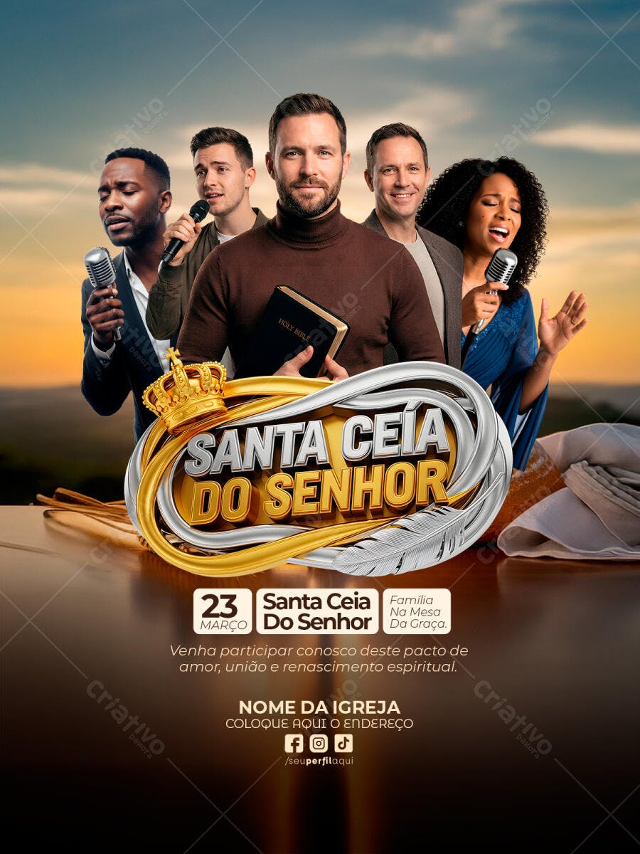 Flyer Santa Ceia do Senhor Março Igreja PSD Editável