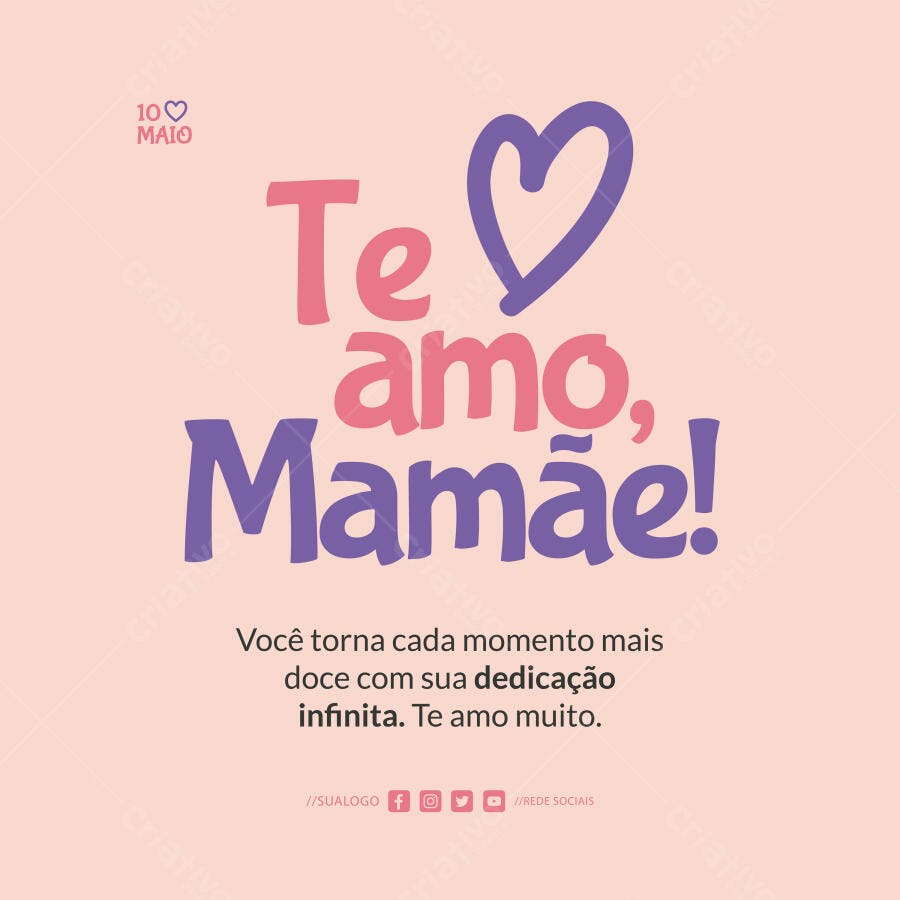 Ilustração Vetorial Dia das Mães Te Amo Mamãe Coração