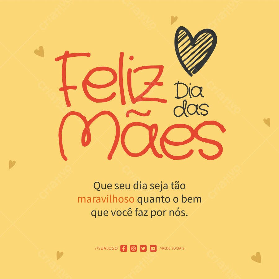 Ilustração Vetorial Feliz Dia das Mães Corações Amarelo