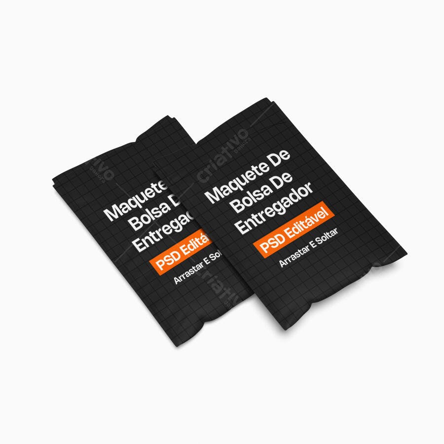 Mockup Bolsa de Entregador Duas Unidades Fundo Branco Editável