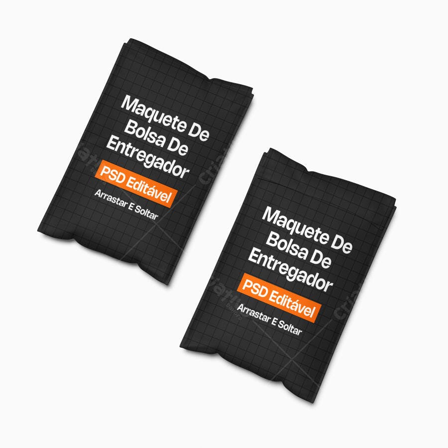 Mockup Bolsa de Entregador Dupla Fundo Branco Editável