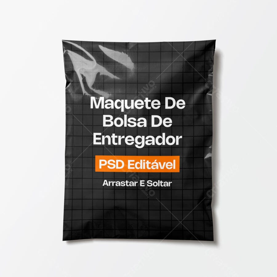 Mockup Bolsa de Entregador Plástico Frontal Editável