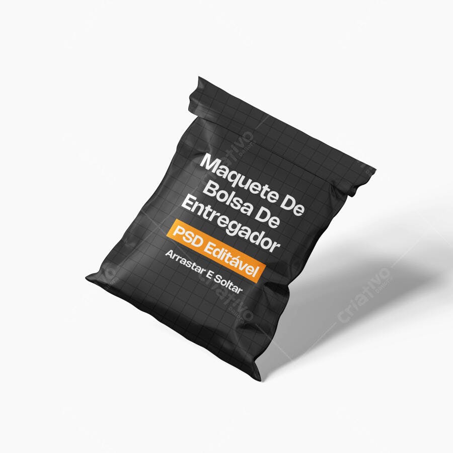 Mockup Bolsa de Entregador Preta Fundo Branco Editável