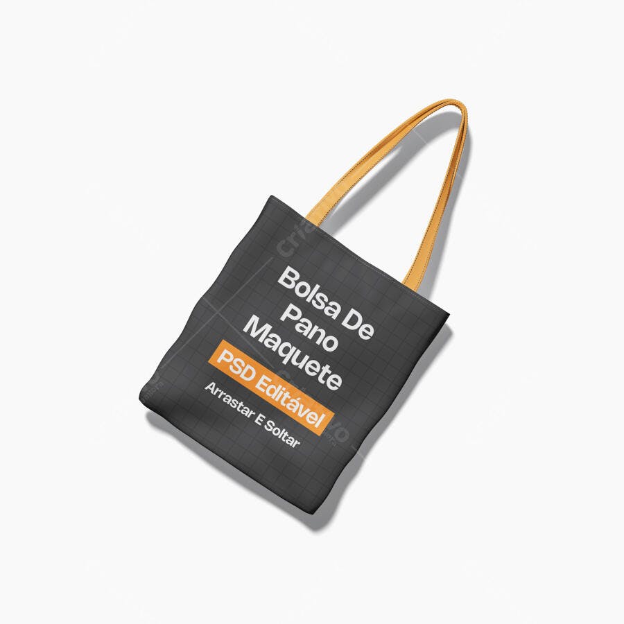 Mockup Bolsa de Pano Sacola Ecológica Vista Superior Editável