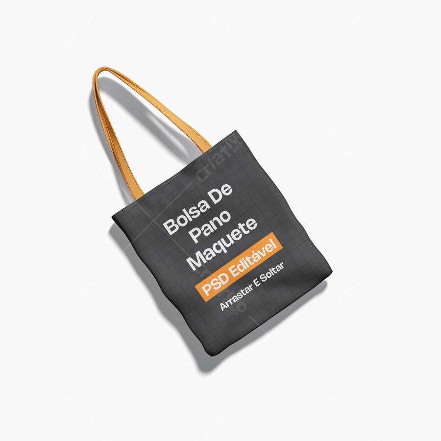 Mockup Bolsa de Pano Tecido Tote Bag Vista Superior Editável