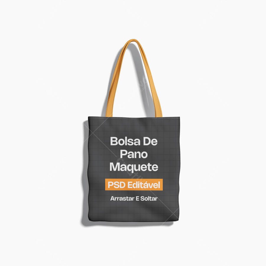 Mockup Bolsa de Pano Tote Bag Frontal Fundo Branco Editável