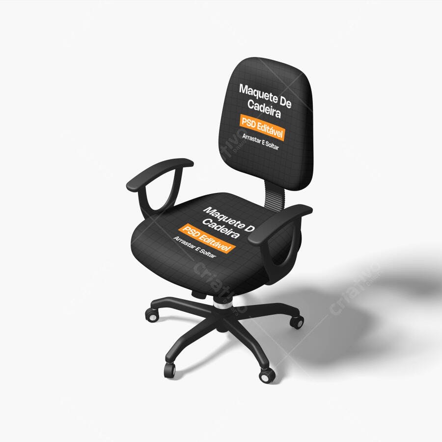 Mockup Cadeira de Escritório Giratória Ergonômica Editável