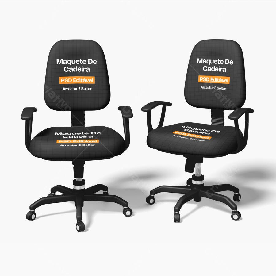 Mockup Cadeira Escritório Dupla Fundo Branco Editável