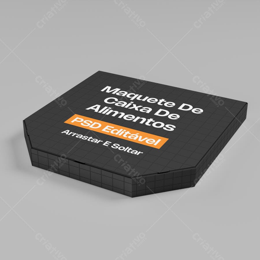 Mockup Caixa de Alimentos Hexagonal Fundo Cinza Editável