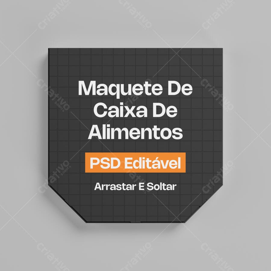 Mockup Caixa de Alimentos Quadrada Vista Superior Editável