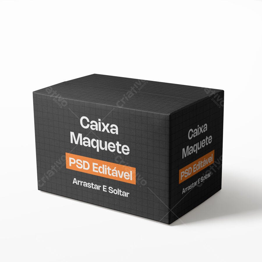 Mockup Caixa Produto Retangular Fundo Branco Editável