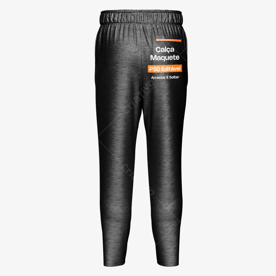 Mockup Calça Moletom Masculina Traseira Fundo Branco Editável