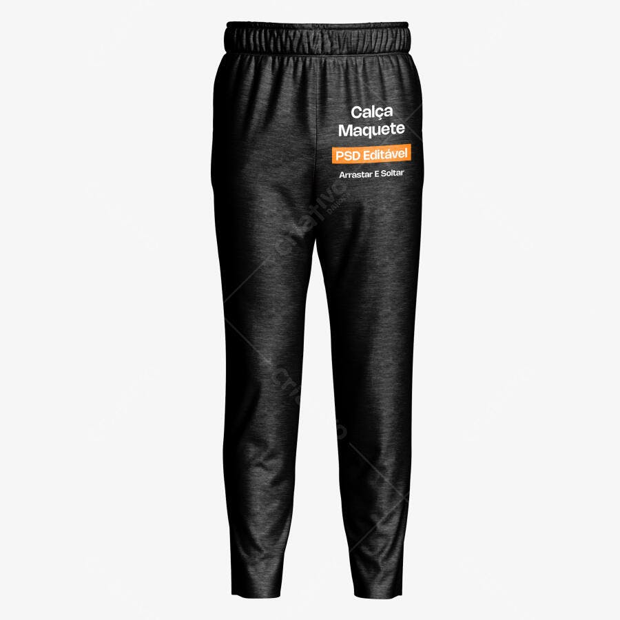 Mockup Calça Moletom Preta Frontal Fundo Branco Editável