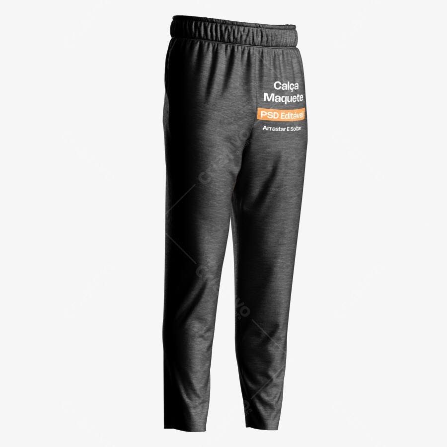 Mockup Calça Moletom Preta Masculina Fundo Branco Editável