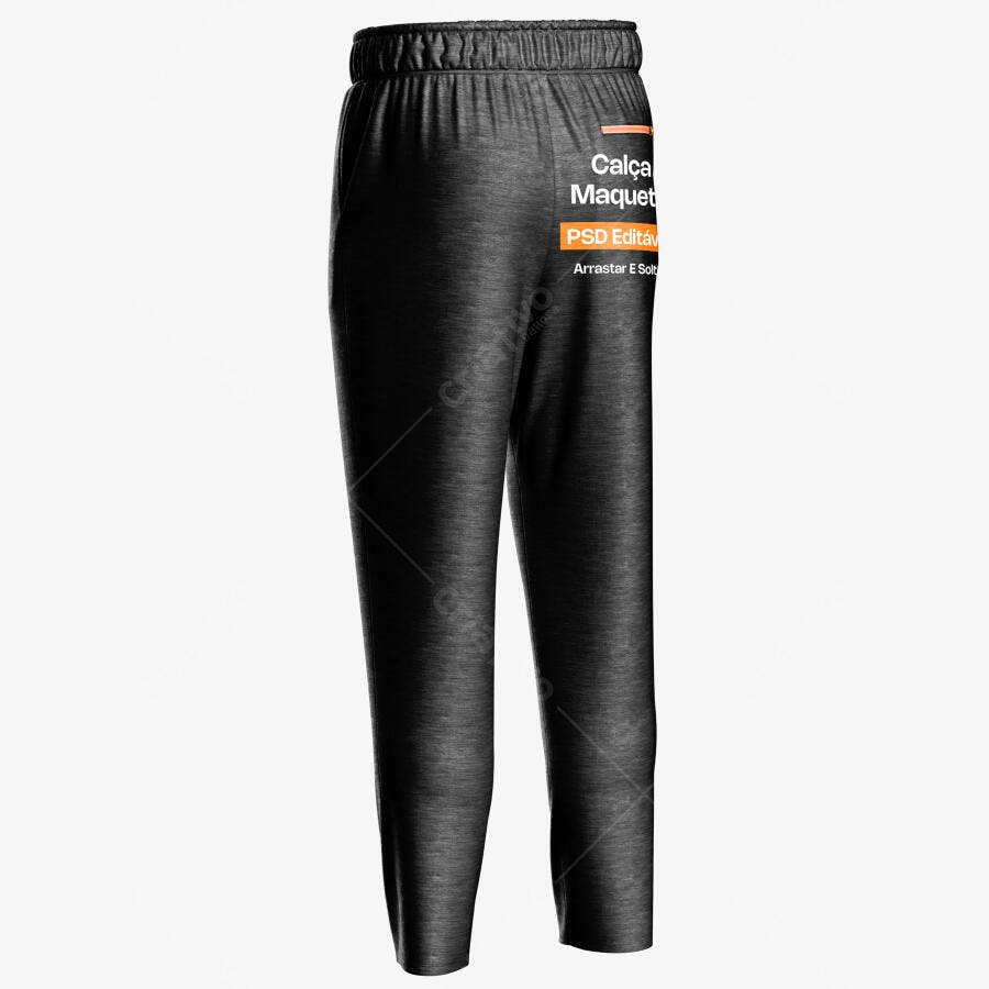 Mockup Calça Moletom Traseira Tecido Fundo Branco Editável