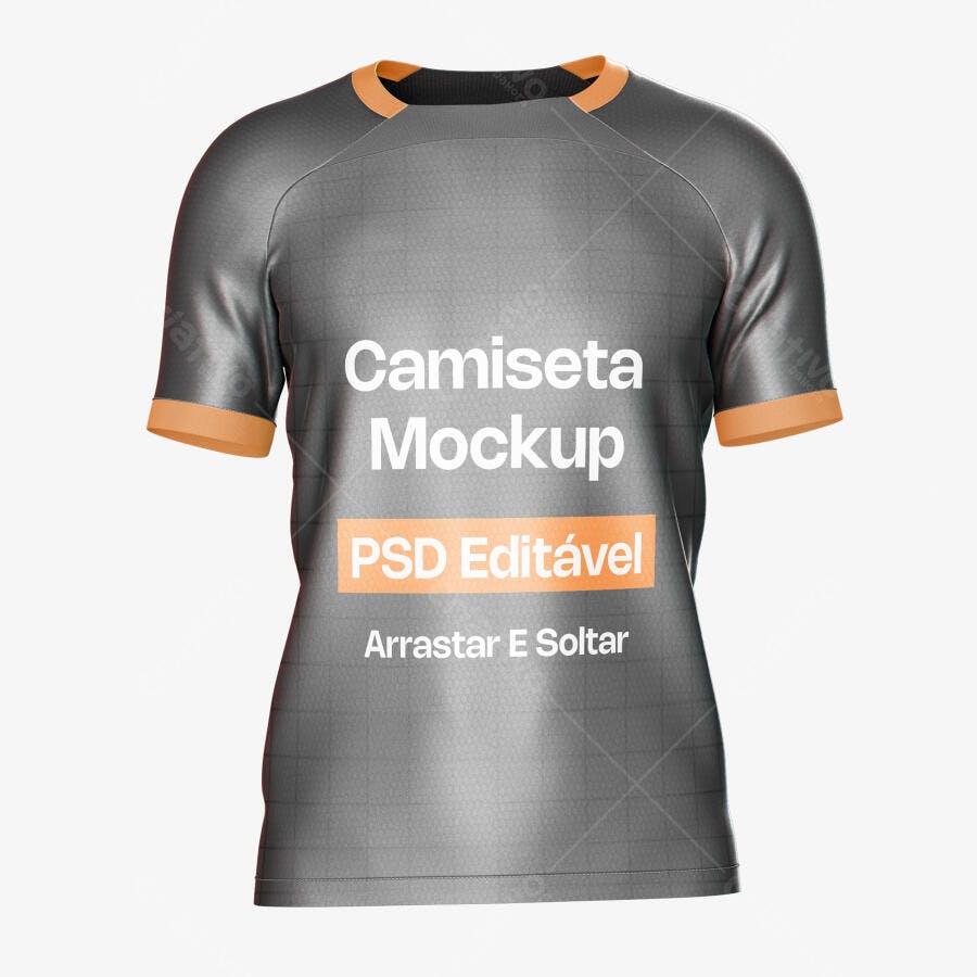 Mockup Camiseta Esportiva Feminina Cinza Frente Editável