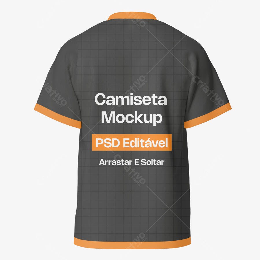 Mockup Camiseta Gola Polo Costas Fundo Branco Editável