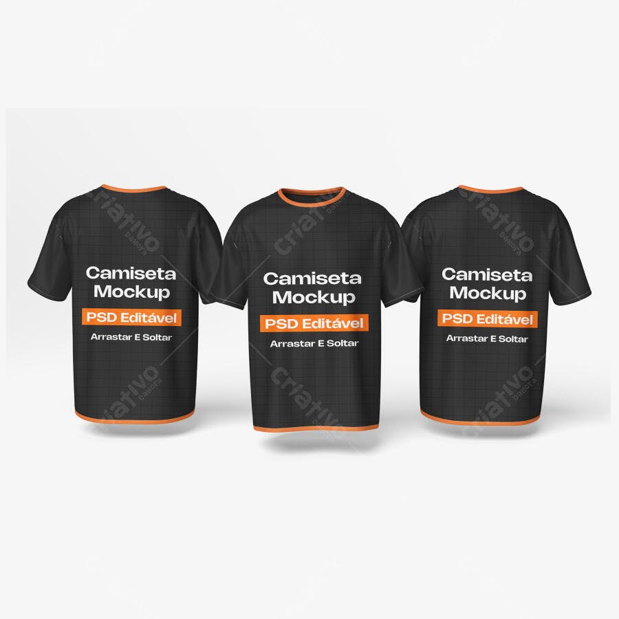 Mockup Camiseta Masculina Costas Fundo Branco Editável