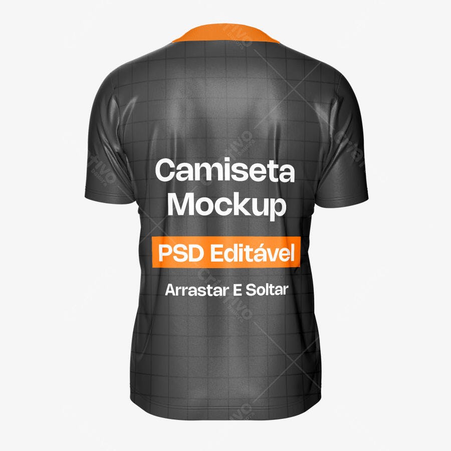 Mockup Camiseta Masculina Costas Fundo Branco Editável