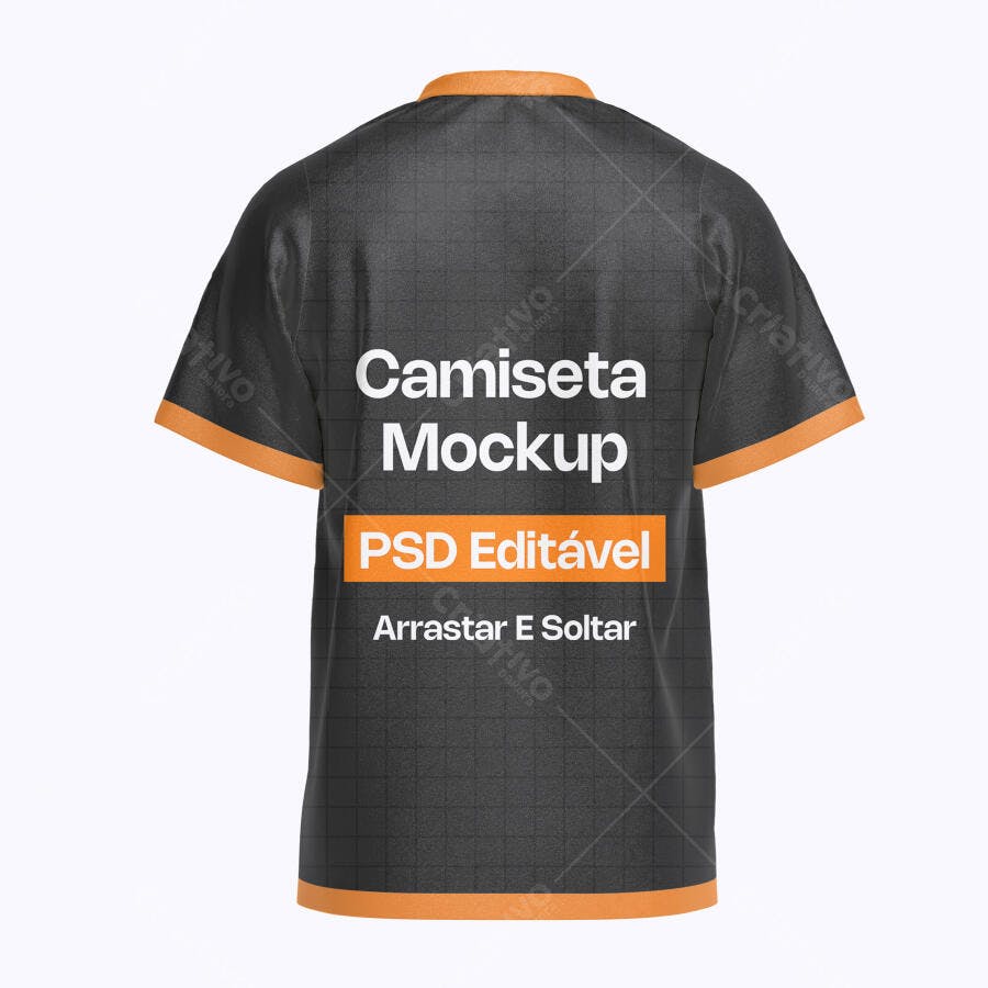 Mockup Camiseta Masculina Costas Fundo Branco Editável