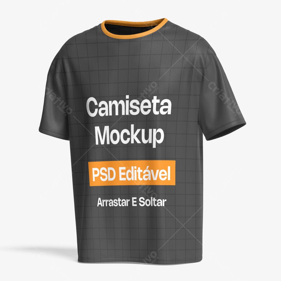 Mockup Camiseta Masculina Gola Redonda Frontal Editável