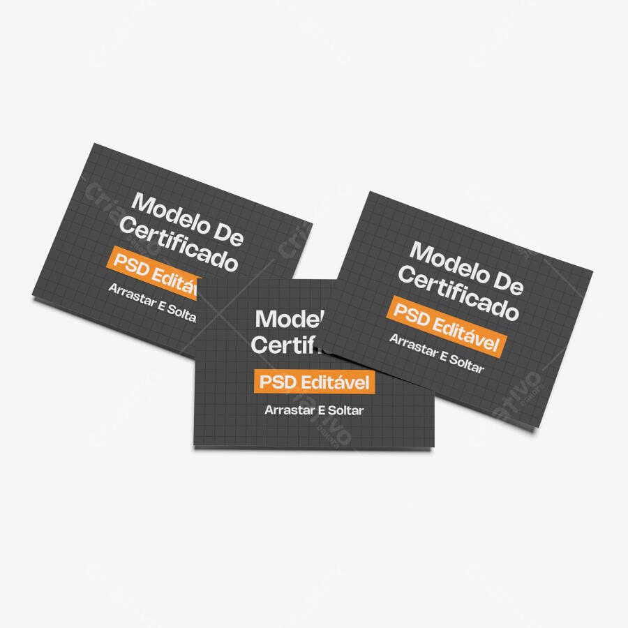 Mockup Cartão Certificado Papel Fundo Branco Editável