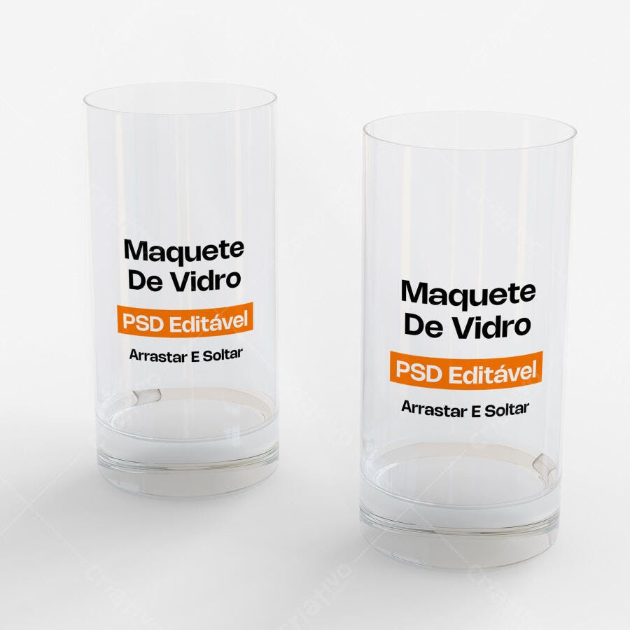 Mockup Copo Long Drink Vidro Transparente Fundo Branco Editável