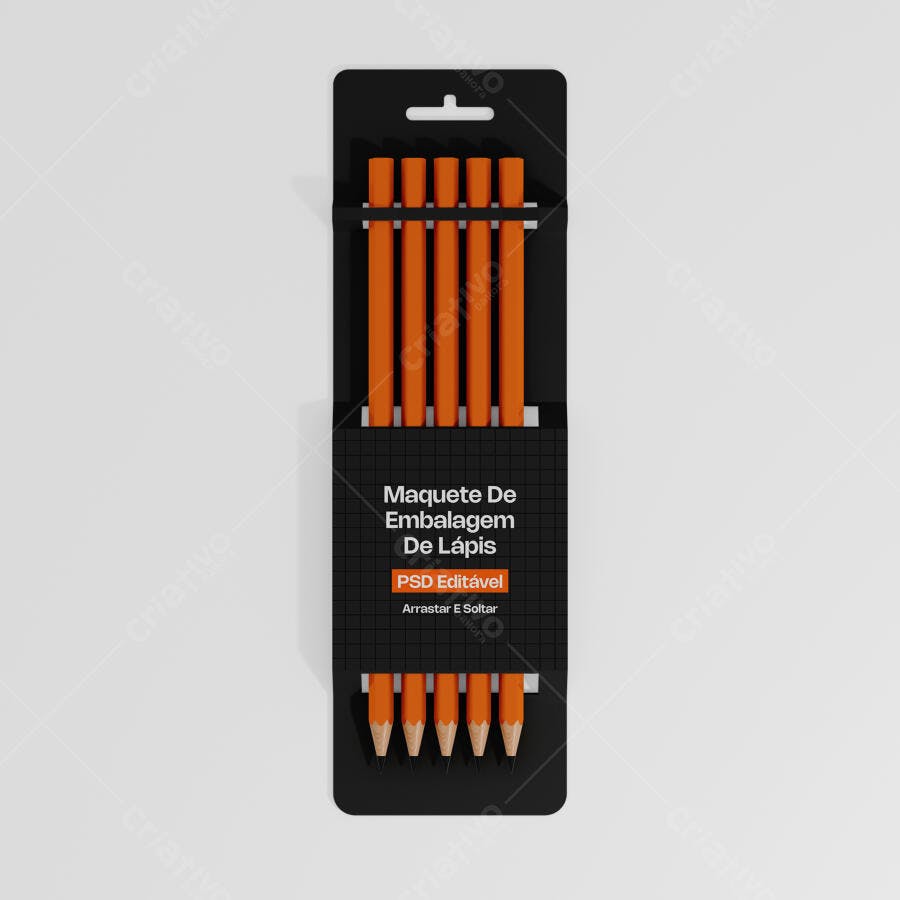 Mockup Embalagem Lápis Kit Escolar Fundo Branco Editável