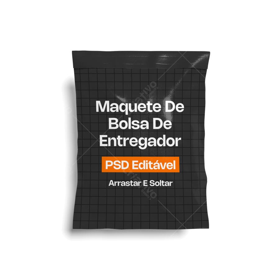 Mockup Embalagem Plástica Delivery Frontal Editável