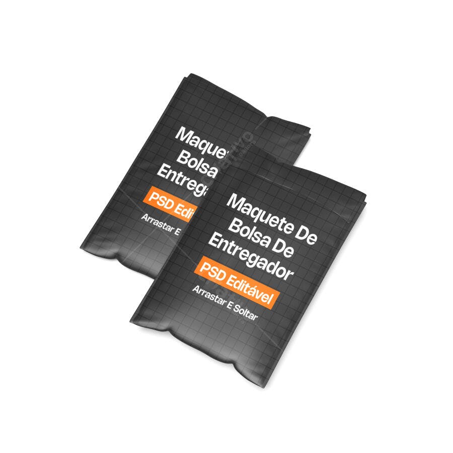 Mockup Embalagem Plástica Delivery Fundo Branco Editável