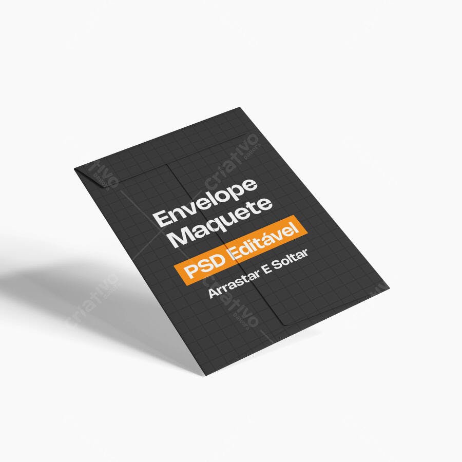 Mockup Envelope Papel Preto Vista Superior Editável
