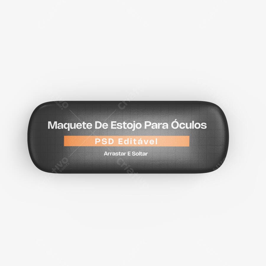 Mockup Estojo Óculos Vista Superior Fundo Branco Editável