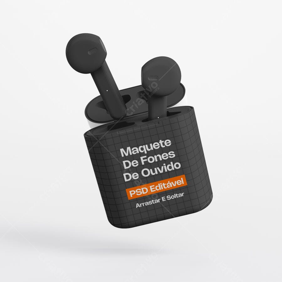 Mockup Fones de Ouvido Sem Fio Caixa Flutuante Editável